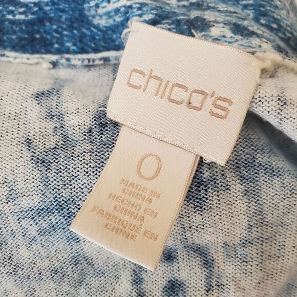 Chico’s Blue Patterned Open Front Cardigan Size Small - Picture 7 of 9